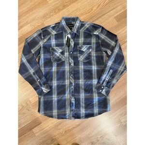 NWT PELHAM Shirt Mens 2XLT Gray‎ Brown Plaid Distressed Long Sleeve Western Snap